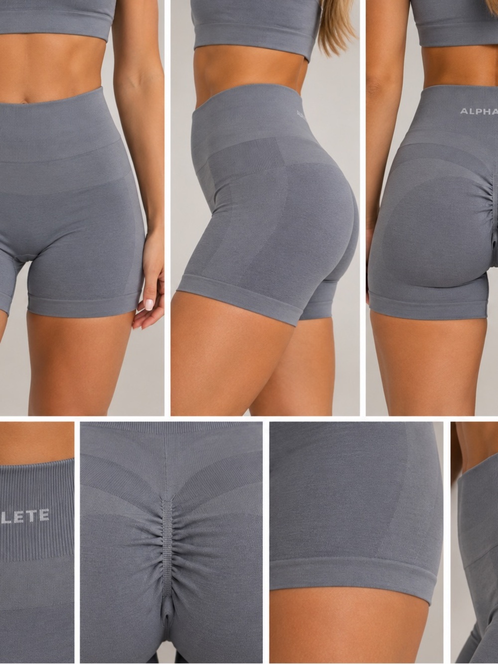 Alphalete High-Rise Scrunch Bike Shorts - Gray
